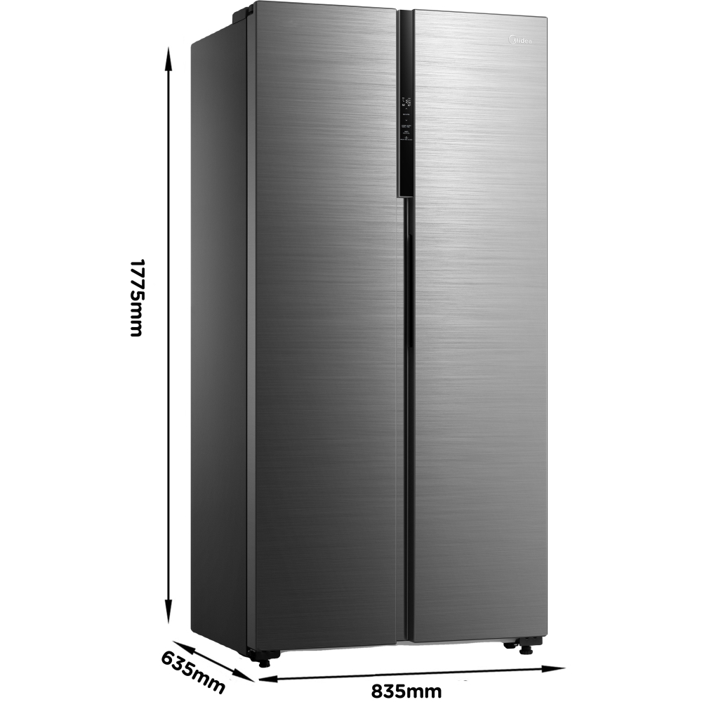 Midea MDRS619FIE46 American Fridge Freezer, Stainless Steel, E Rated,  Non-Plumbed