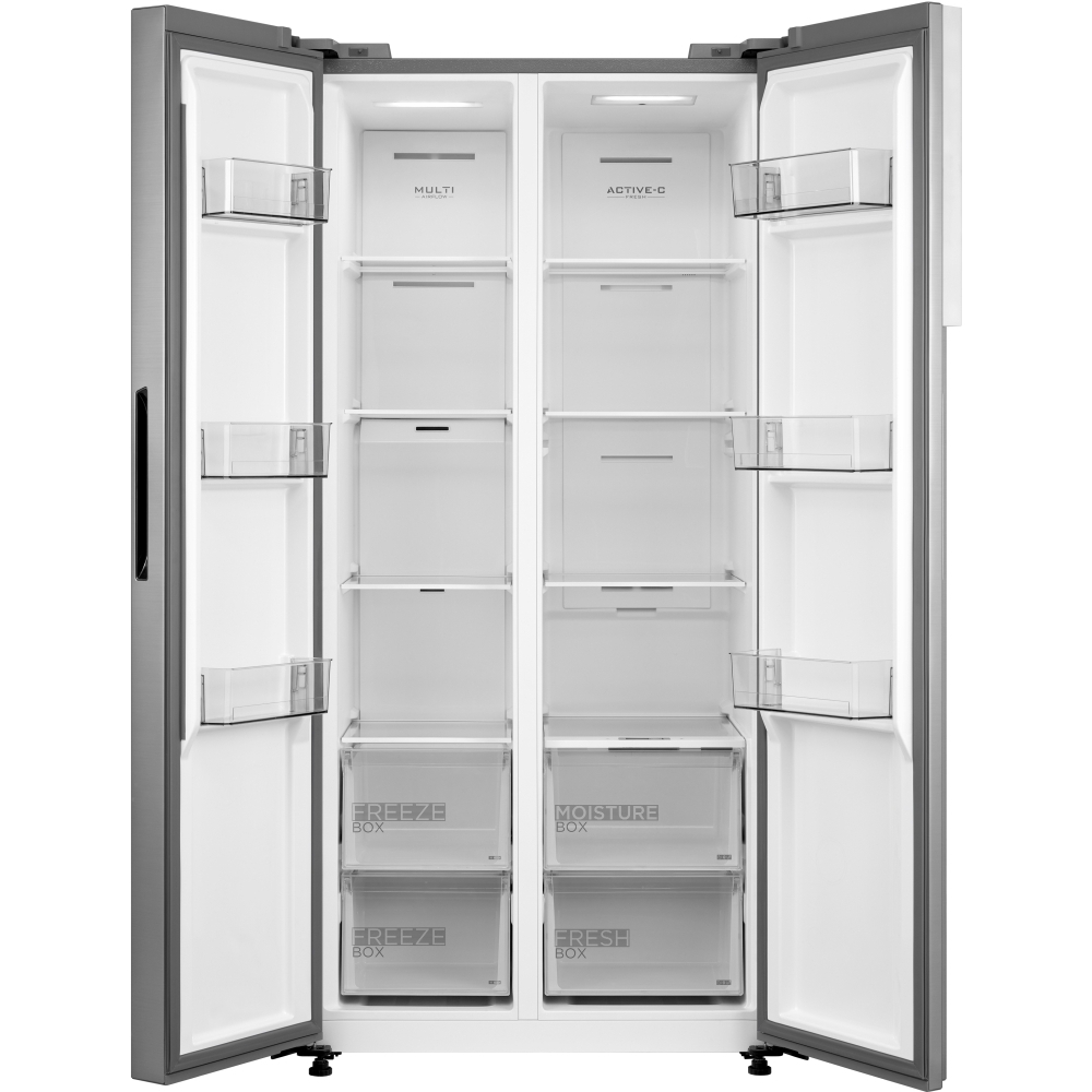 Midea MDRS619FIE46 American Fridge Freezer, Stainless Steel, E Rated,  Non-Plumbed