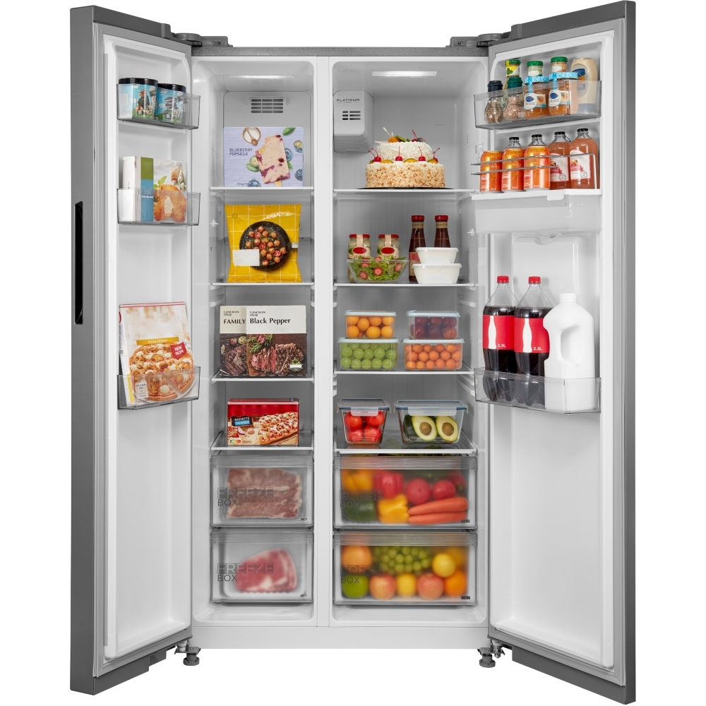 Midea MDRS710FGD46W American Fridge Freezer, Stainless Steel, D Rated,  Non-Plumbed