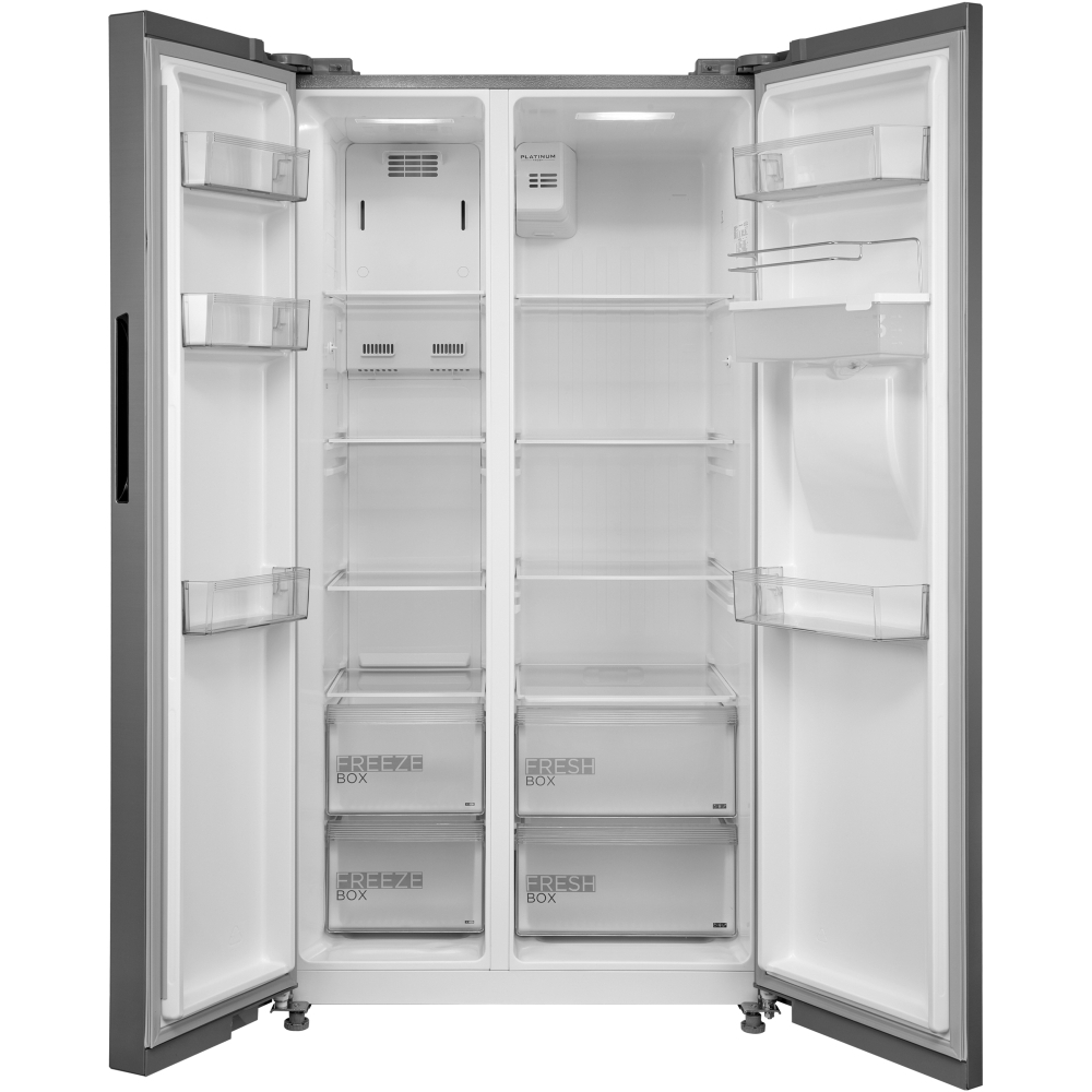 Midea MDRS710FGD46W American Fridge Freezer, Stainless Steel, D Rated,  Non-Plumbed