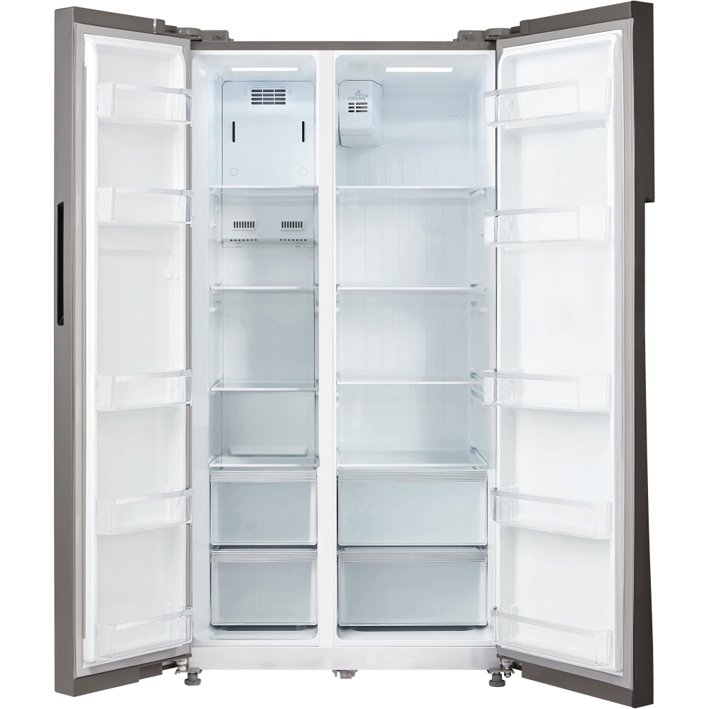 Midea MDRS710FGE02 American Fridge Freezer, Stainless Steel, E Rated,  Non-Plumbed