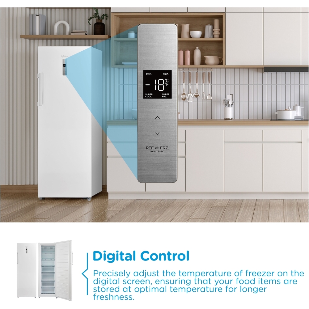 Midea MDRU333FZE01 Total No Frost Tall Freezer, White, E Rated
