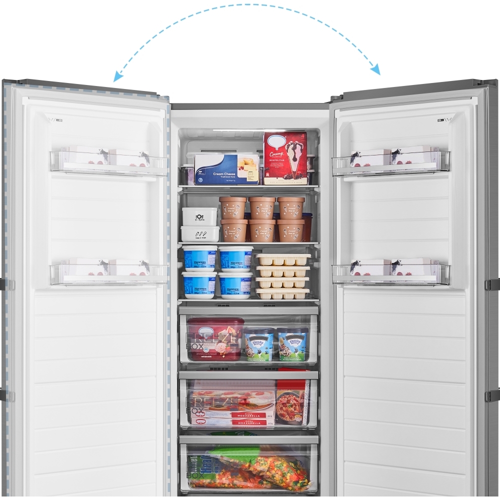 Midea MDRU385MTE46 Total No Frost Tall Freezer, Stainless Steel, E Rated