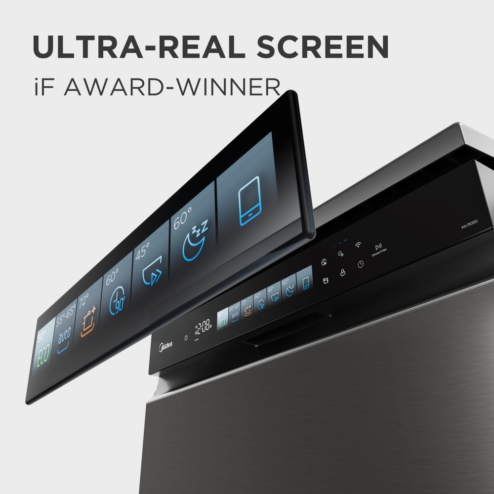 Midea MDWEF1433GB-WG-UK Dishwasher, 14 Place Settings, Grey, A Rated