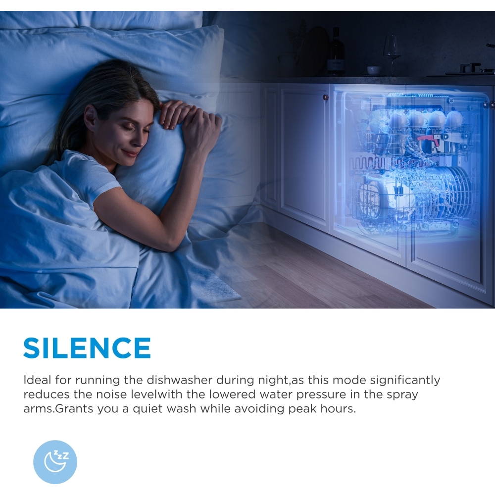 Midea MDWEF1433GB-WG-UK Dishwasher, 14 Place Settings, Grey, A Rated