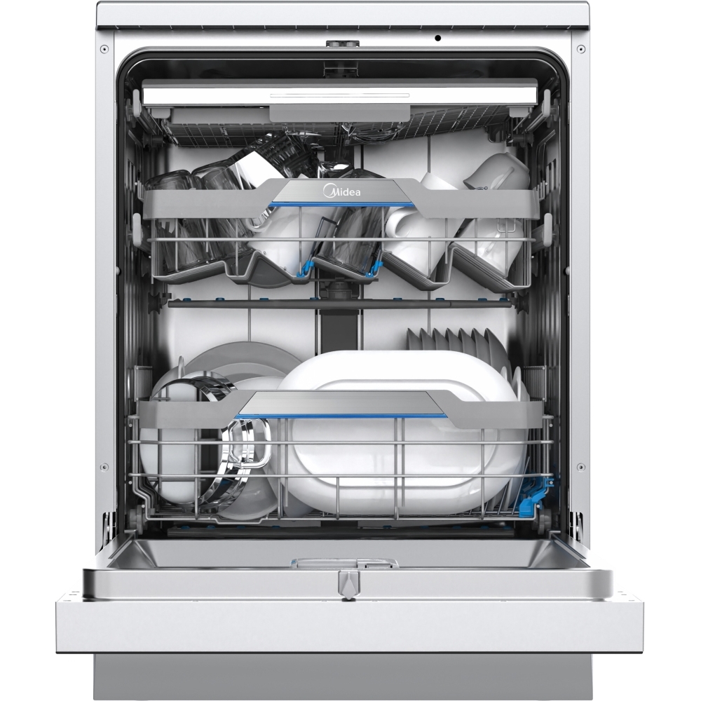 Midea MDWEF1433G(SS)-WG-UK Dishwasher, 14 Place Settings, Stainless Steel, B Rated