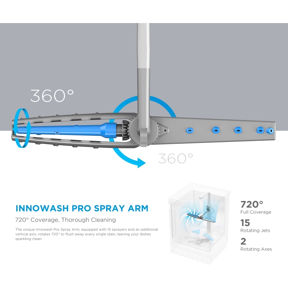 Midea MDWEF1433G(SS)-WG-UK Dishwasher, 14 Place Settings, Stainless Steel, B Rated
