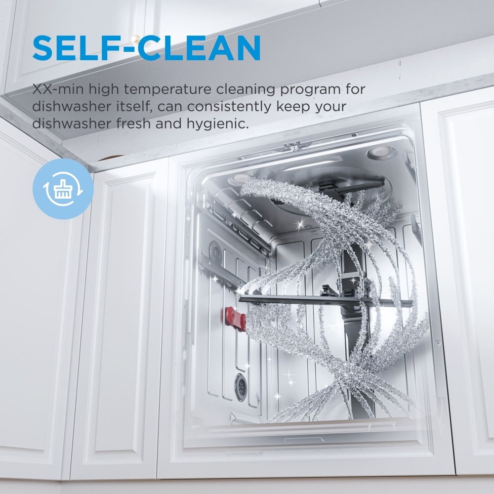 Midea MDWEF1433G(SS)-WG-UK Dishwasher, 14 Place Settings, Stainless Steel, B Rated