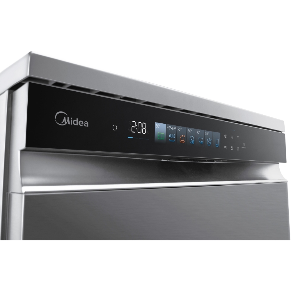 Midea MDWEF1433G(SS)-WG-UK Dishwasher, 14 Place Settings, Stainless Steel, B Rated