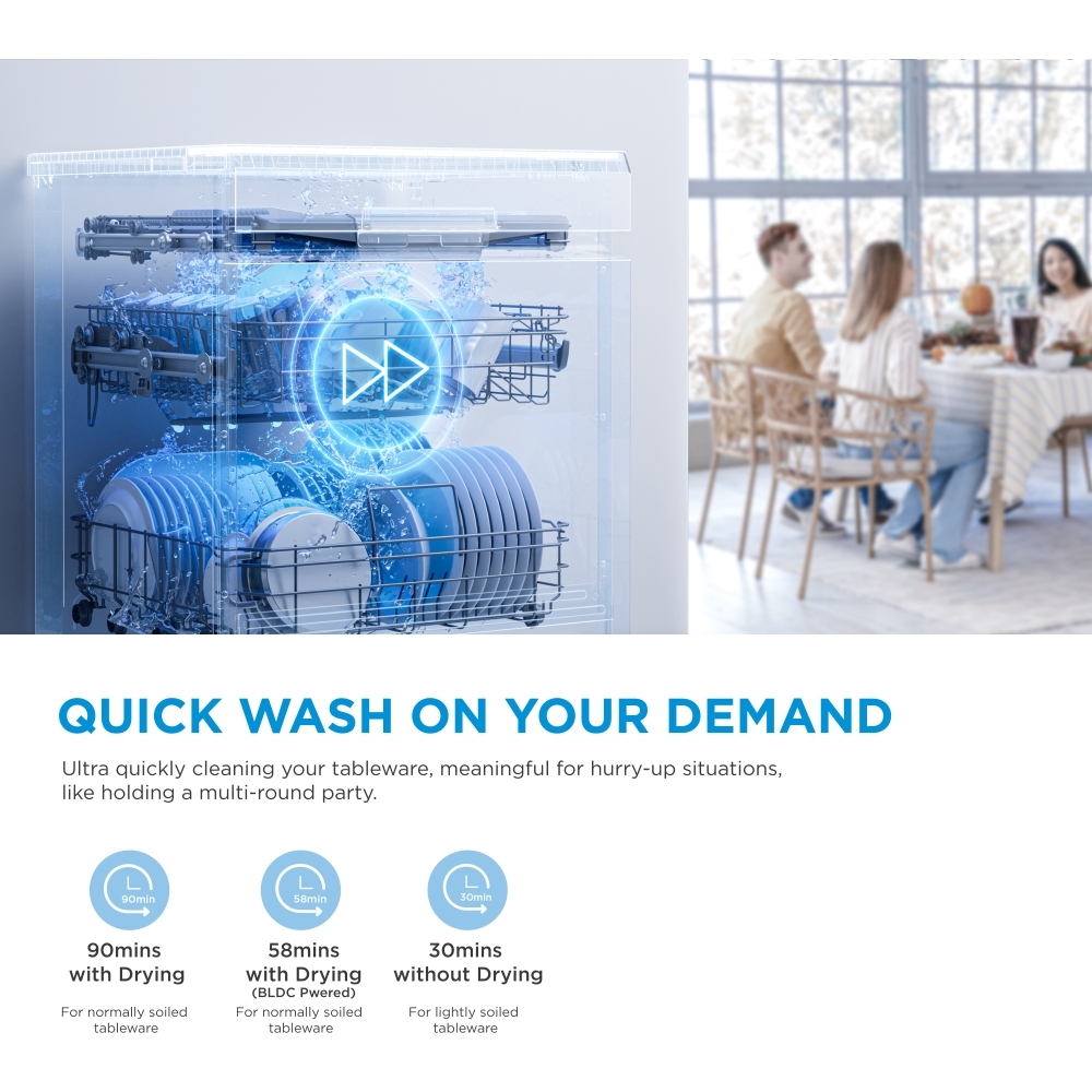 Midea MDWPF1433CWD-UK Dishwasher, 14 Place Settings, White, C Rated