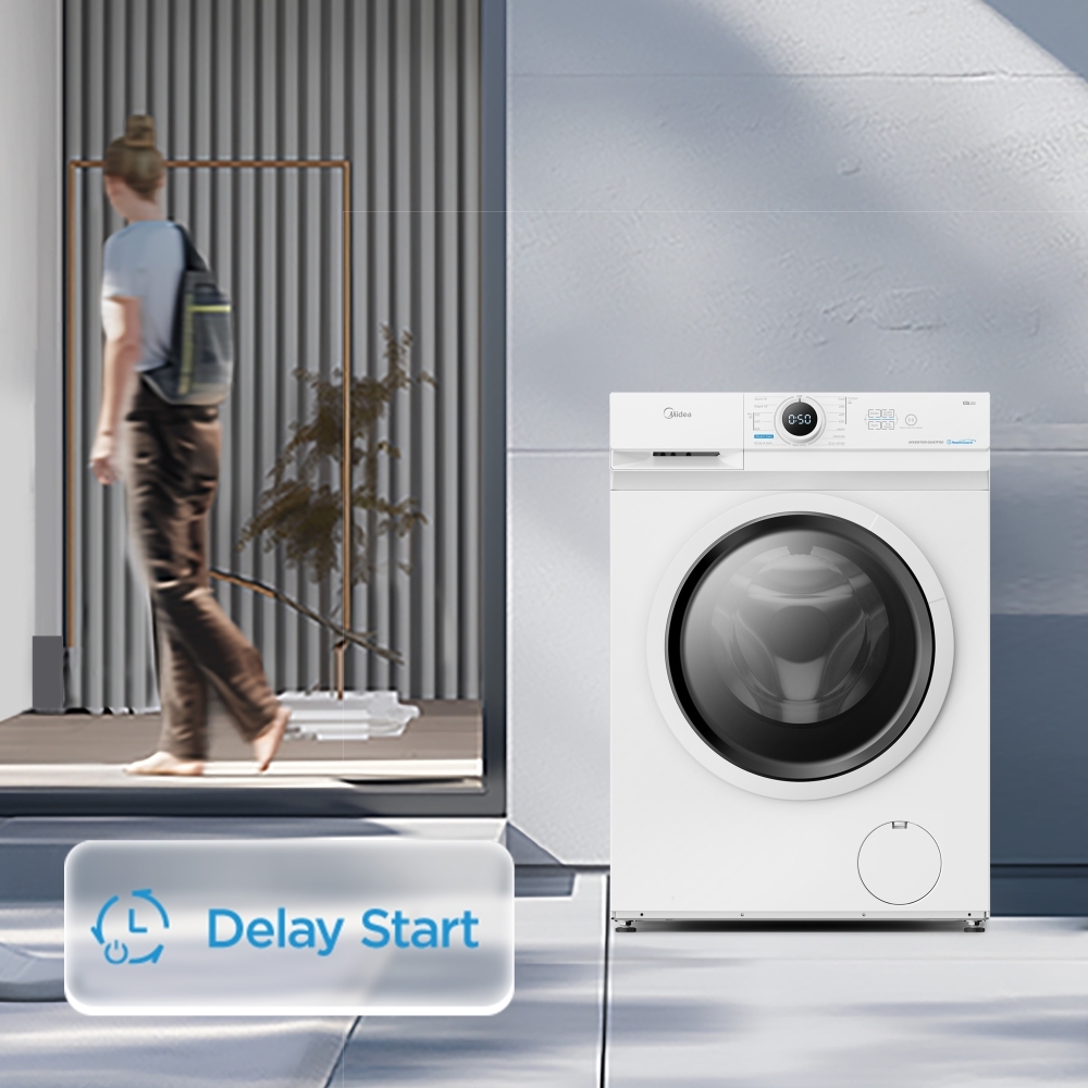 Midea MF100W100BA/W-UK Washing Machine, 10kg, 1400 Spin, White, A Rated