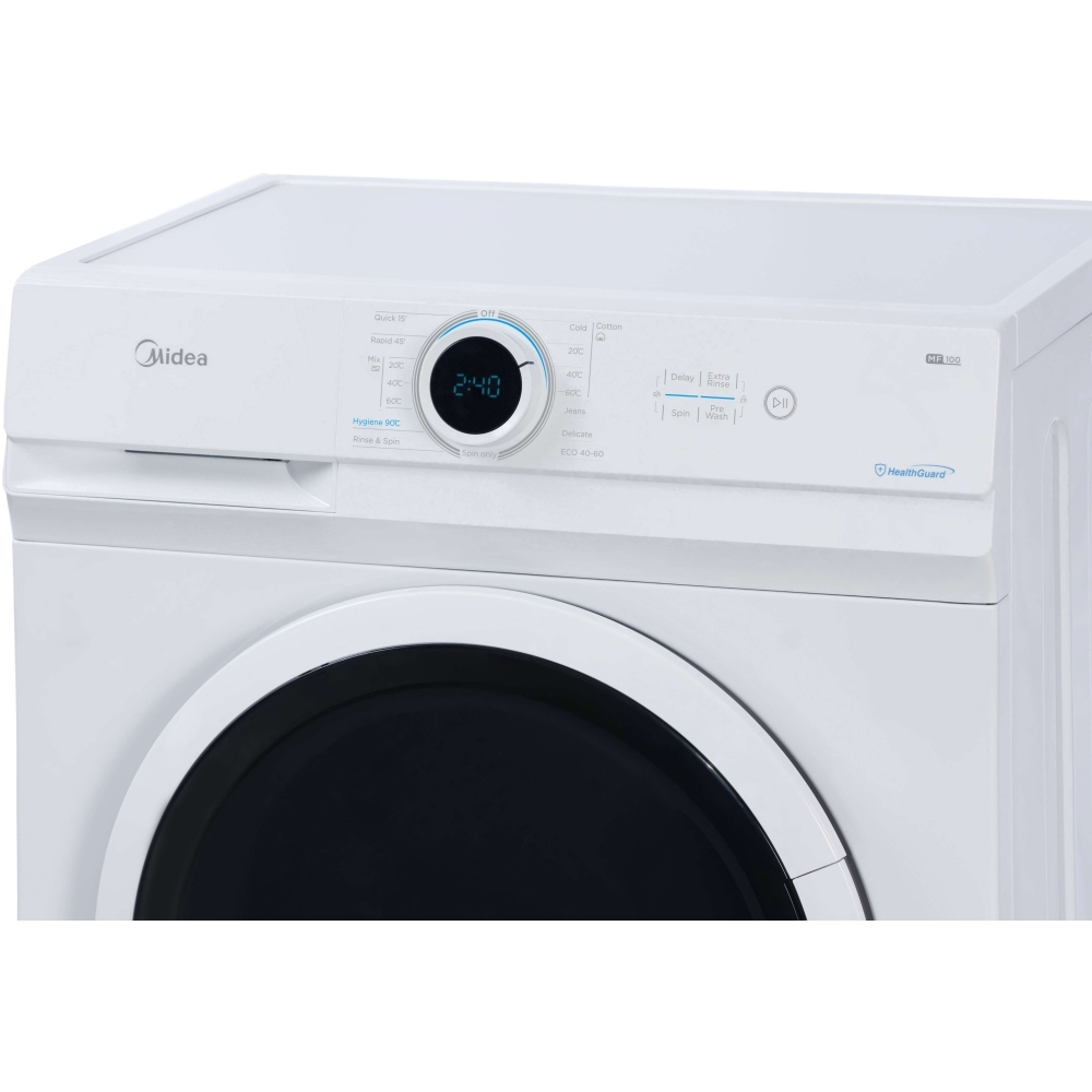 Midea MF100W70 Washing Machine, 7kg, 1200 Spin, White, D Rated