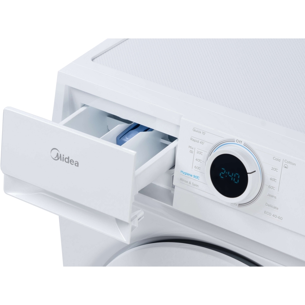 Midea MF100W70 Washing Machine, 7kg, 1200 Spin, White, D Rated