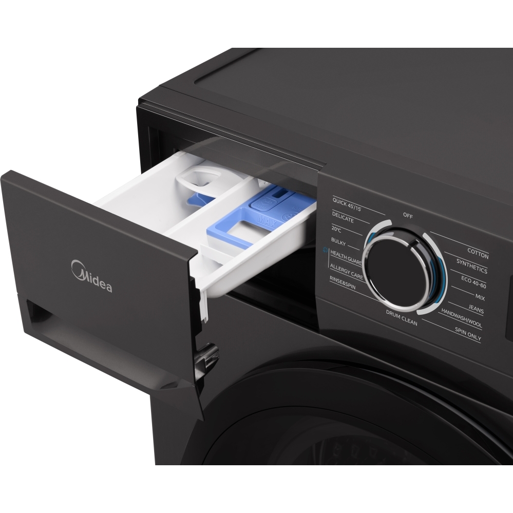 Midea MF110W90BA10/T-UK Washing Machine, 9kg, 1400 Spin, Black, A Rated