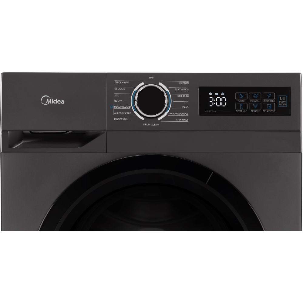 Midea MF110W90BA10/T-UK Washing Machine, 9kg, 1400 Spin, Black, A Rated