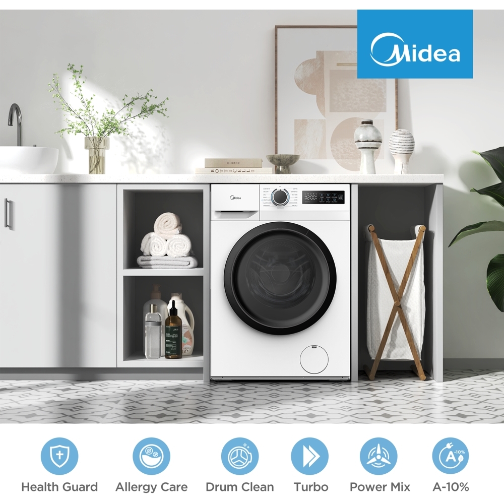 Midea MF110W90BA10/T-UK Washing Machine, 9kg, 1400 Spin, Black, A Rated