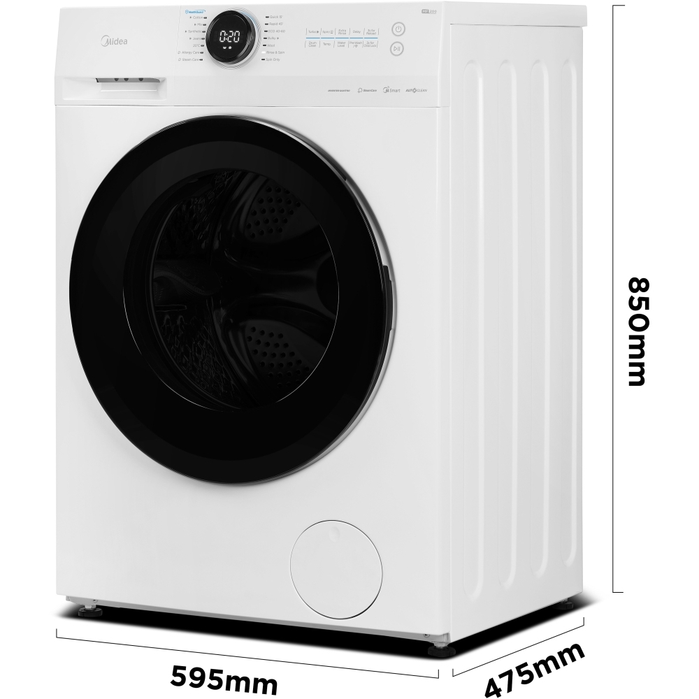 Midea MF20EW80WB Washing Machine, 8kg, 1400 Spin, White, A Rated