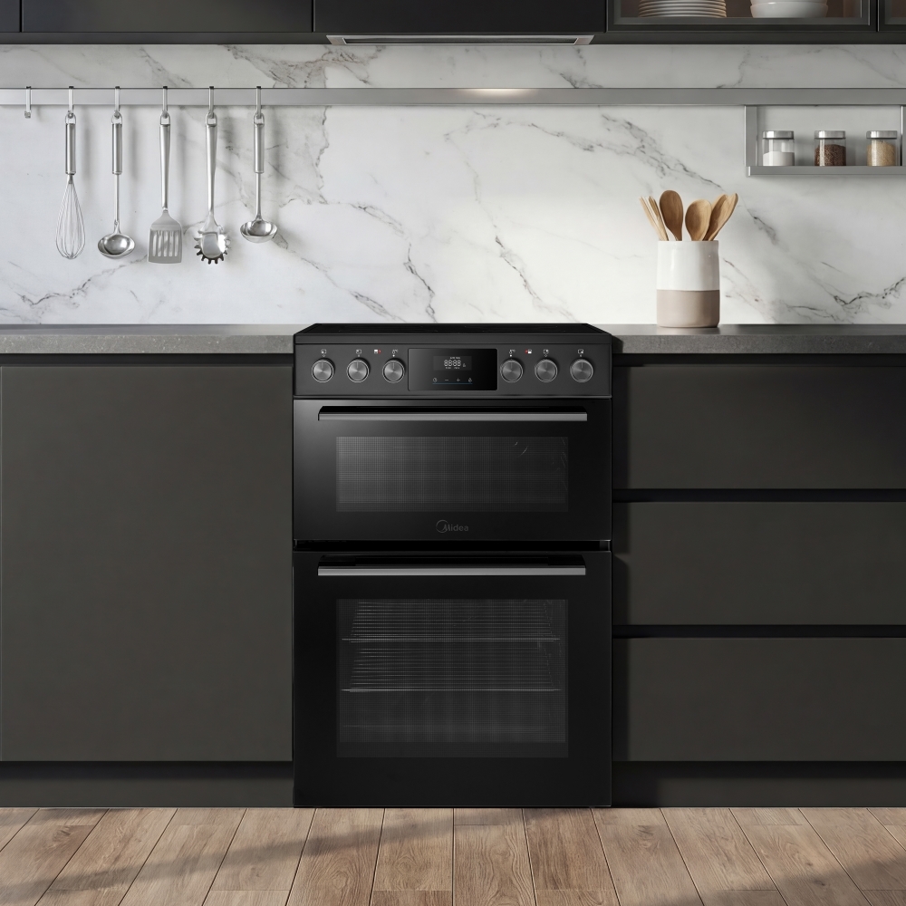 Midea MFO24EME4R118-BK Ceramic Electric Cooker with Double Oven, Black, A Rated