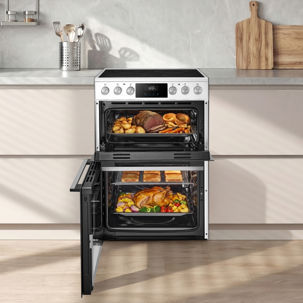 Midea MFO24EME4R118-WH Ceramic Electric Cooker with Double Oven, White, A Rated