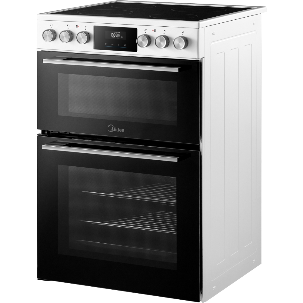 Midea MFO24EME4R118-WH Ceramic Electric Cooker with Double Oven, White, A Rated