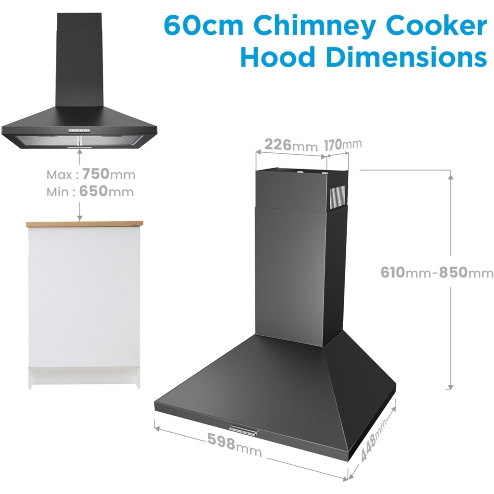 Midea MHA60A17EM400B 60cm Chimney Cooker Hood