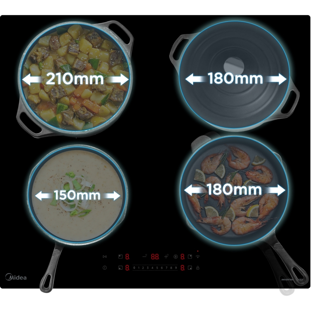 Midea MIH744E325GK 59cm Induction Hob, Black