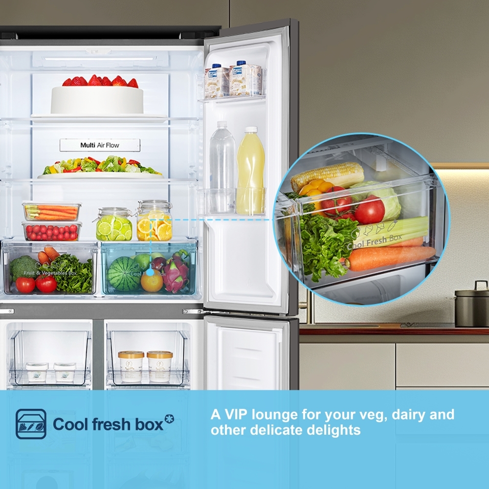 Fridgemaster MQ79394ES American Fridge Freezer,  Non-Plumbed, Silver, E Rated