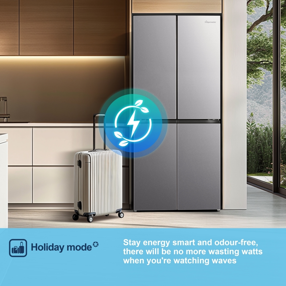 Fridgemaster MQ79395ES American Fridge Freezer, Silver, E Rated,  Non-Plumbed