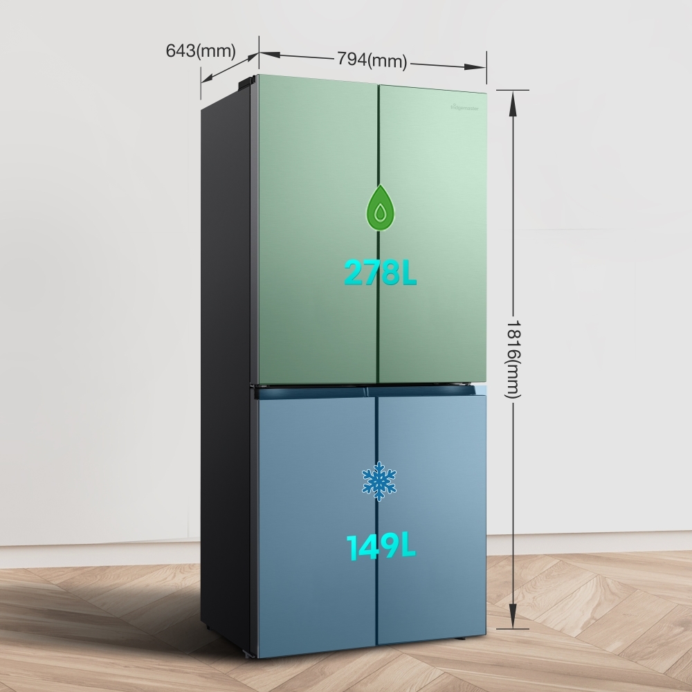 Fridgemaster MQ79395ES American Fridge Freezer, Silver, E Rated,  Non-Plumbed