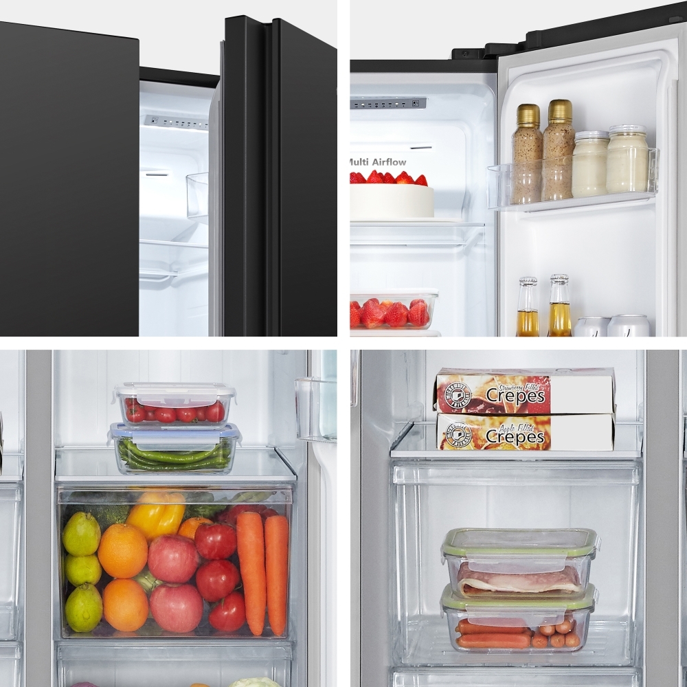 Fridgemaster MS83430EB American Fridge Freezer, Black, E Rated,  Non-Plumbed