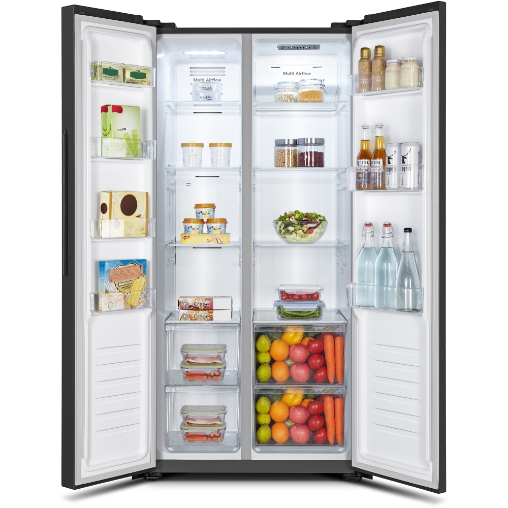 Fridgemaster MS83430EB American Fridge Freezer, Black, E Rated,  Non-Plumbed