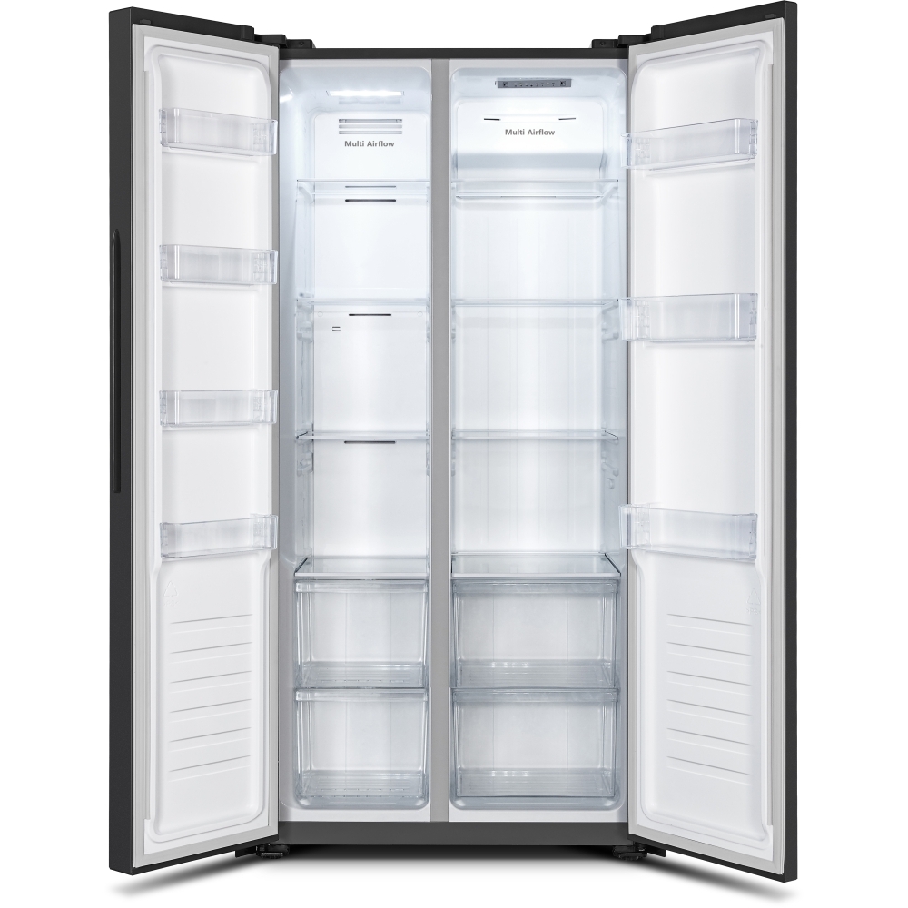 Fridgemaster MS83430EB American Fridge Freezer, Black, E Rated,  Non-Plumbed