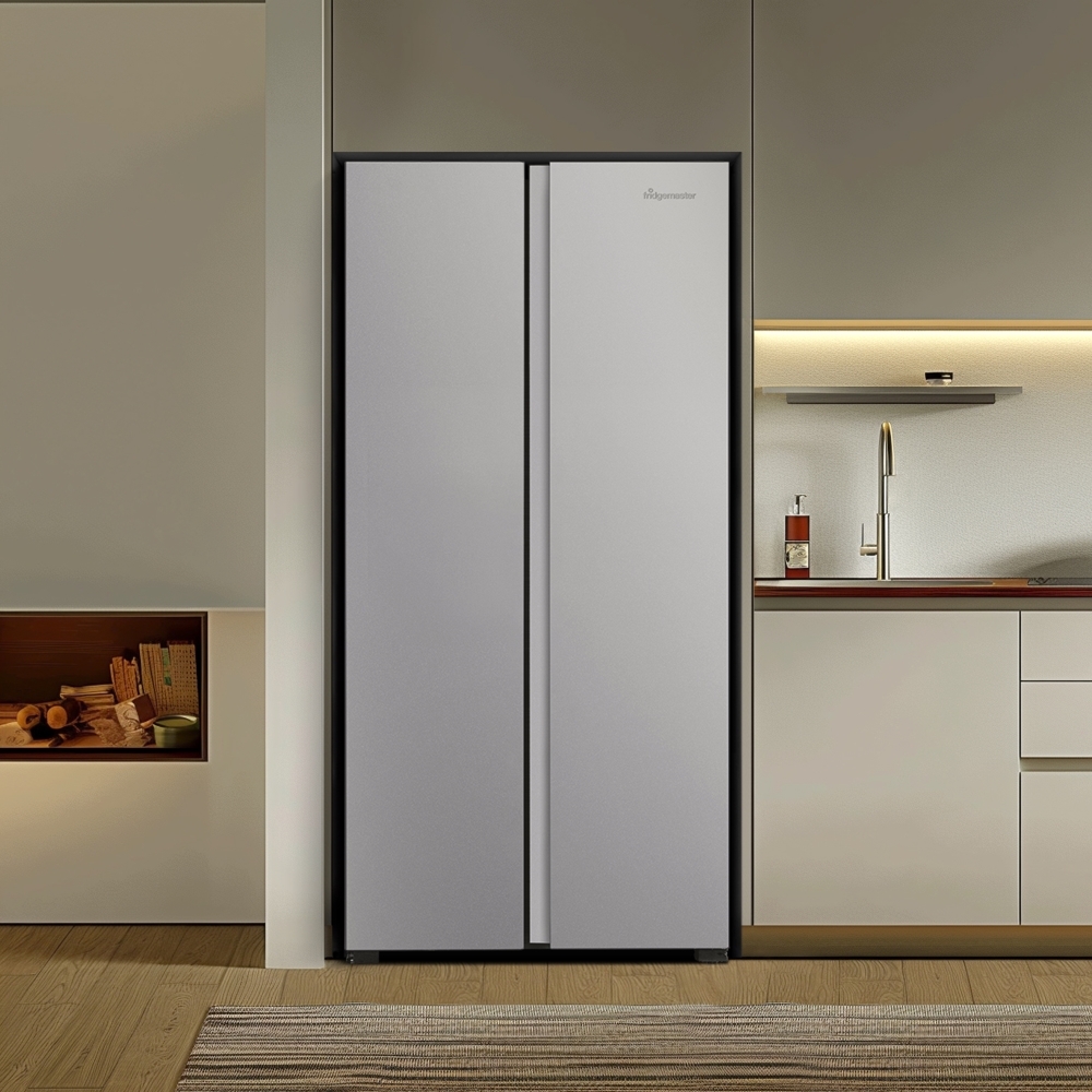 Fridgemaster MS83430ES American Fridge Freezer, Silver, E Rated,  Non-Plumbed
