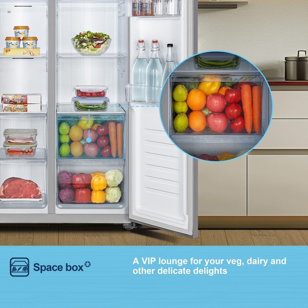 Fridgemaster MS83430ES American Fridge Freezer, Silver, E Rated,  Non-Plumbed