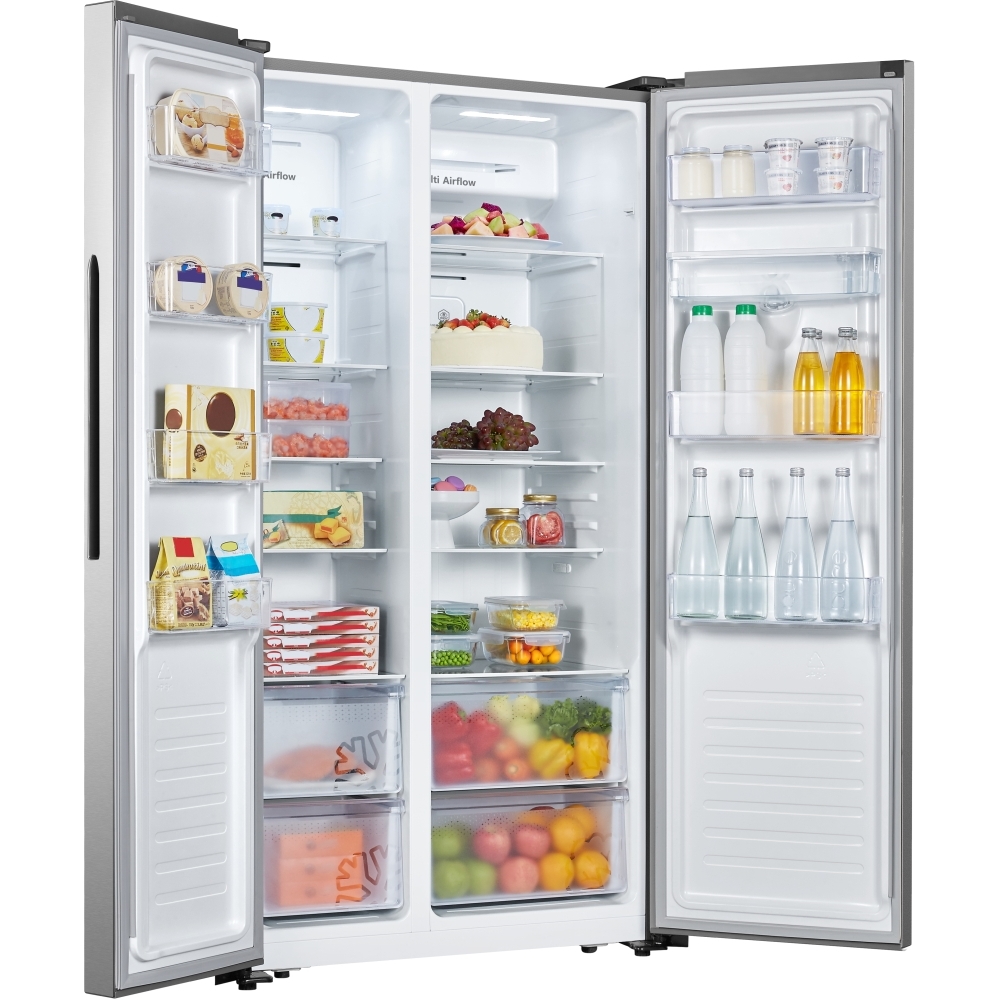 Fridgemaster MS91520DES American Fridge Freezer, Silver, E Rated,  Non-Plumbed