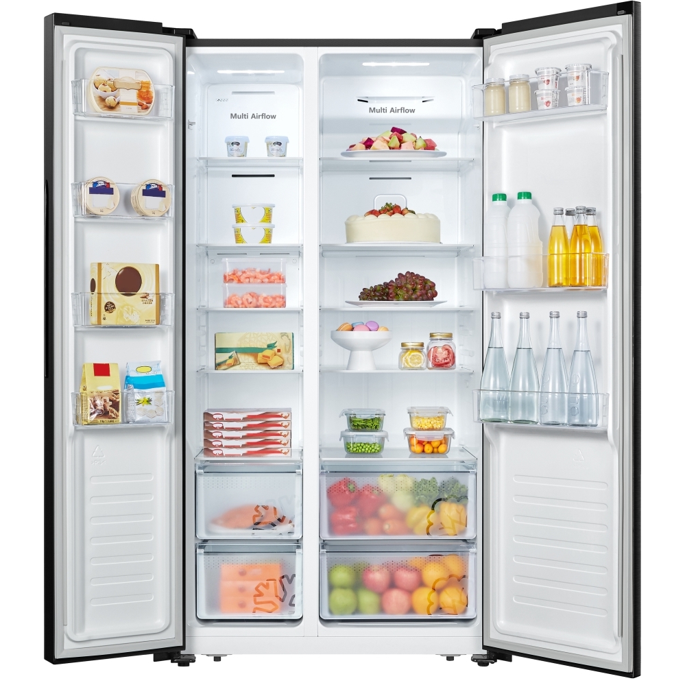 Fridgemaster MS91520EB American Fridge Freezer, Black, E Rated,  Non-Plumbed