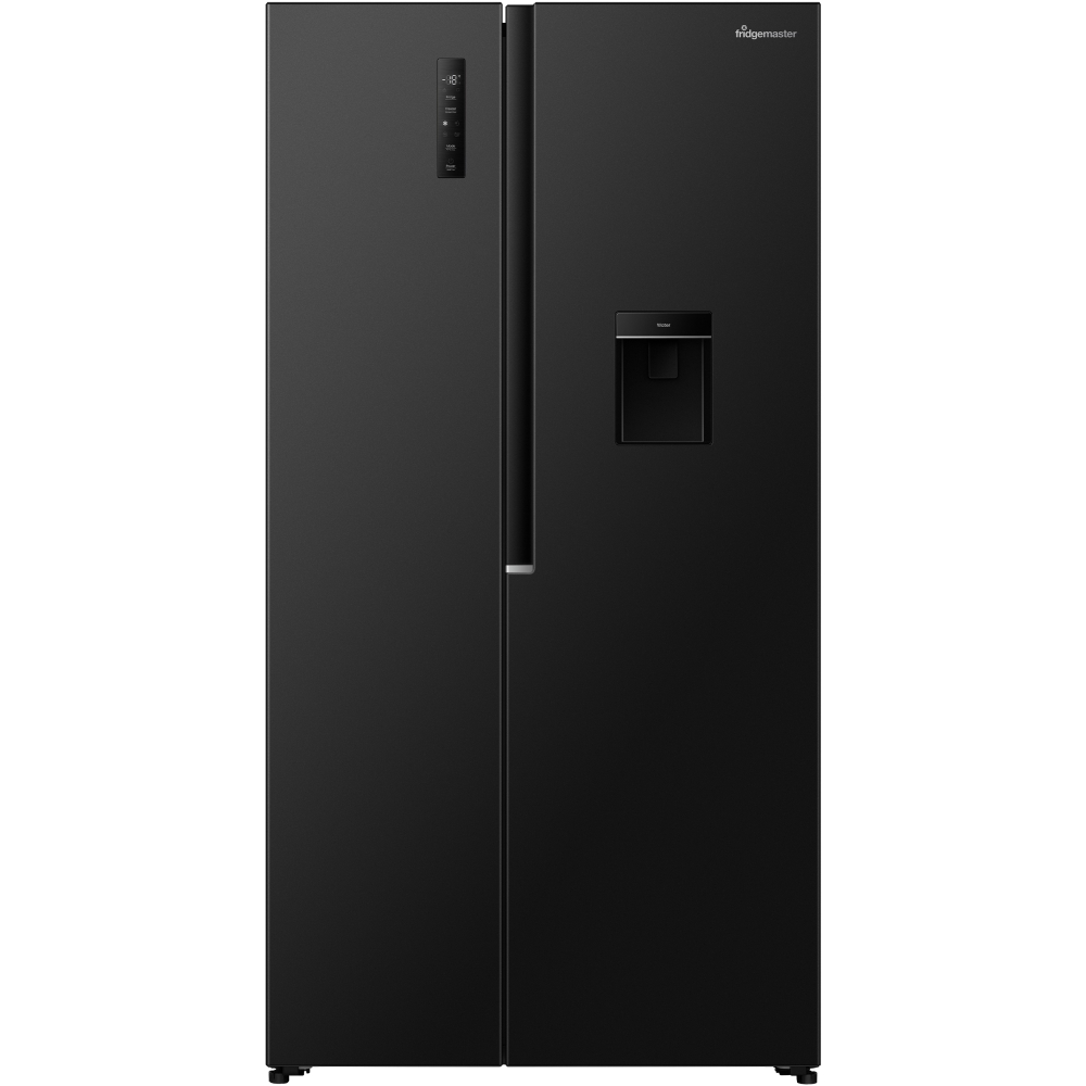 Fridgemaster MS91558DEB American Fridge Freezer, Black, E Rated,  Non-Plumbed