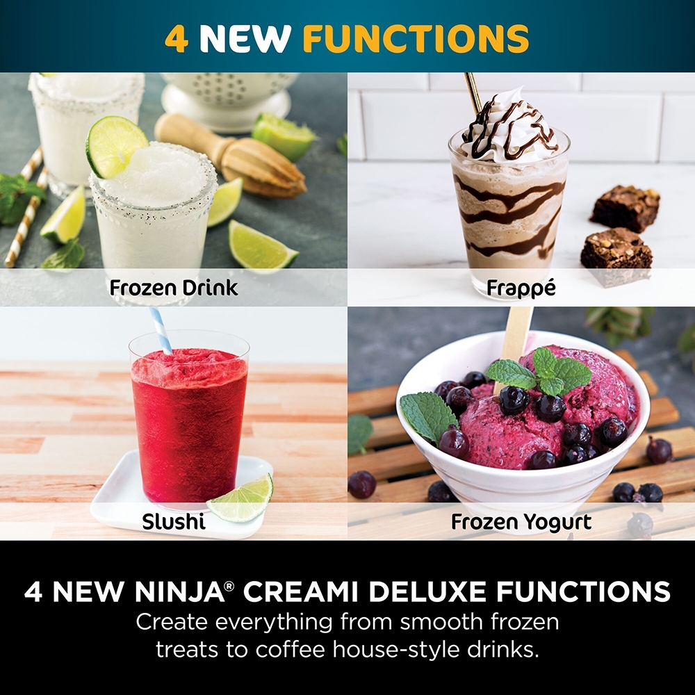 Ninja NC501UK CREAMi  Deluxe 10-in-1 Ice Cream and Frozen Drink Maker, Black