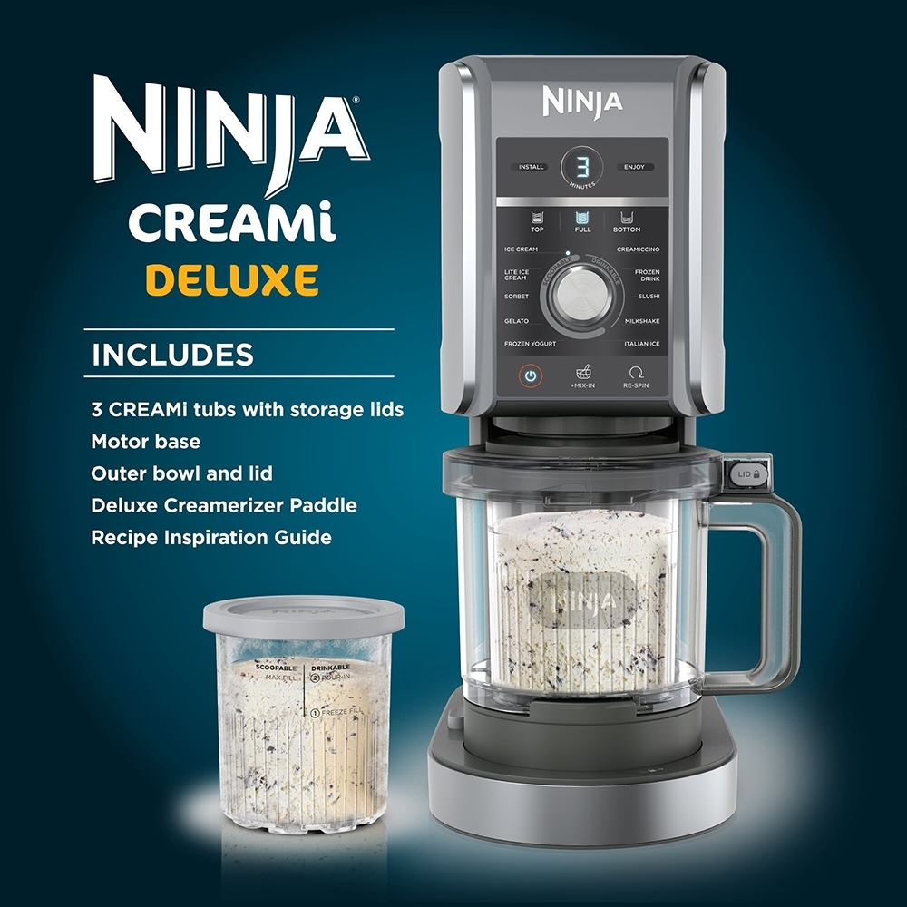 Ninja NC501UK CREAMi  Deluxe 10-in-1 Ice Cream and Frozen Drink Maker, Black