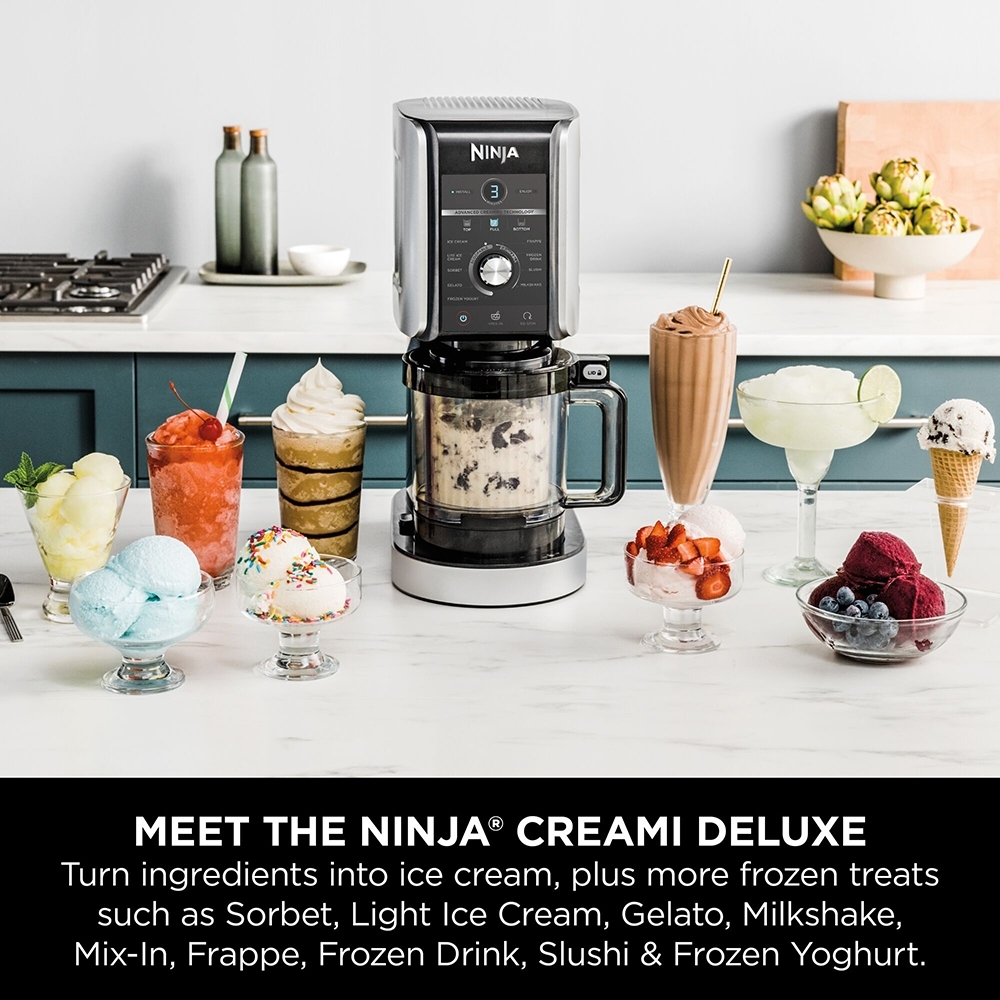 Ninja NC501UK CREAMi  Deluxe 10-in-1 Ice Cream and Frozen Drink Maker, Black