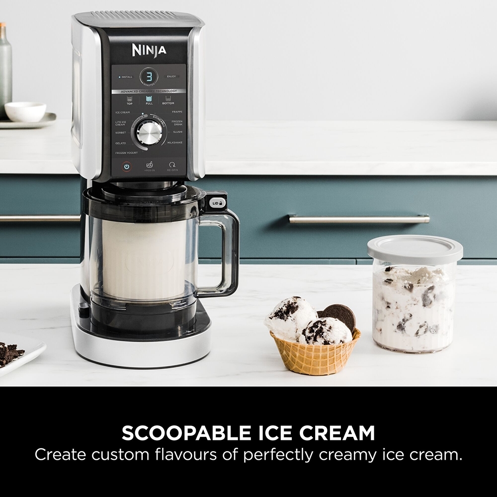 Ninja NC501UK CREAMi  Deluxe 10-in-1 Ice Cream and Frozen Drink Maker, Black