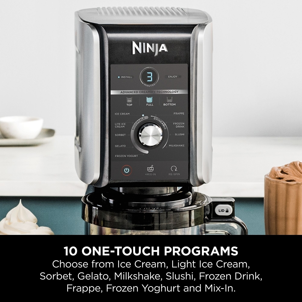 Ninja NC501UK CREAMi  Deluxe 10-in-1 Ice Cream and Frozen Drink Maker, Black