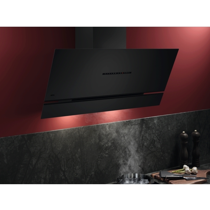 AEG NDV9791AT 90cm Chimney Cooker Hood, Black, A+ Rated