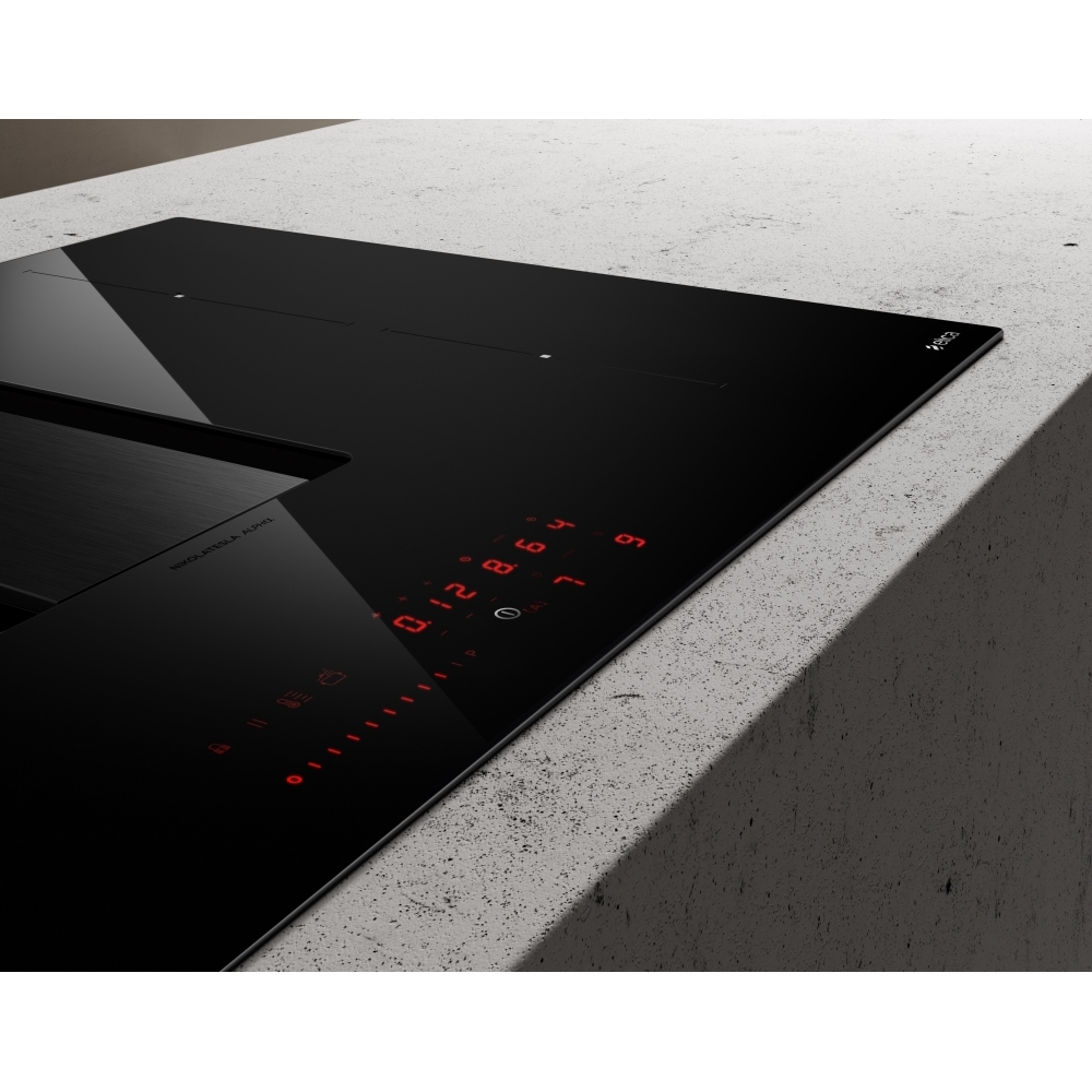 Elica NT-ALPHA-BA 78cm Vented Induction Hob, Ducted/Recirculating Ventilation, Black, A Rated