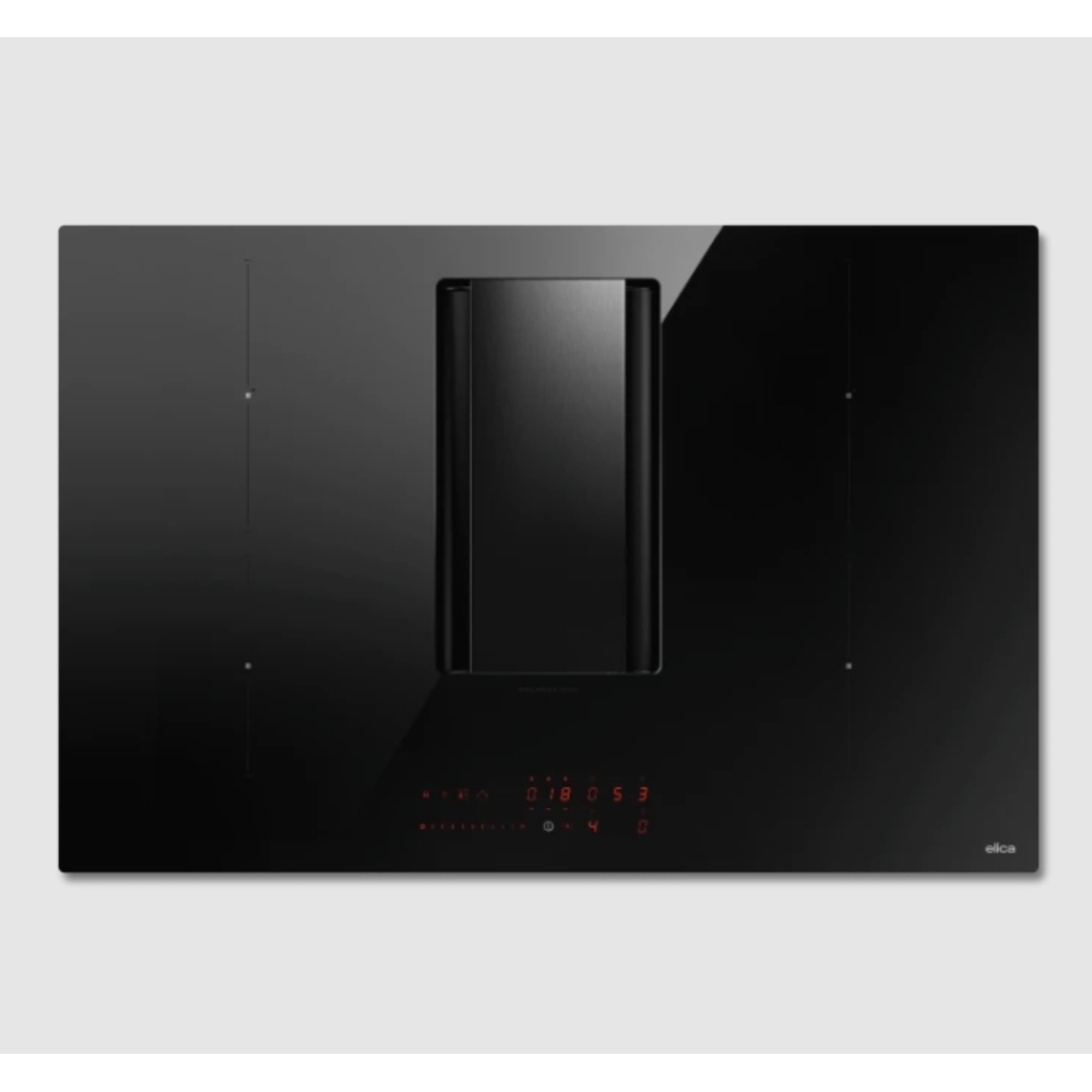 Elica NT-ALPHA-BA 78cm Vented Induction Hob, Ducted/Recirculating Ventilation, Black, A Rated