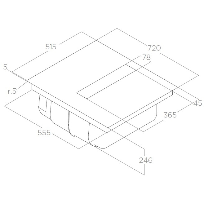 Elica NT FIT 70 RAW 72cm Vented Hob, Black