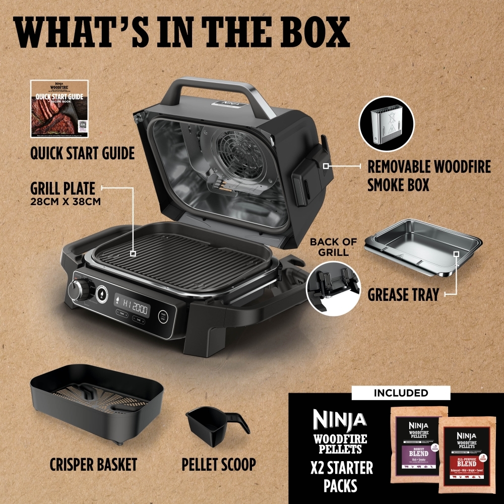 Ninja OG703UK Electric BBQ Grill & Smoker, Grey
