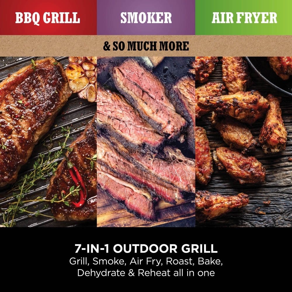Ninja OG703UK Electric BBQ Grill & Smoker, Grey