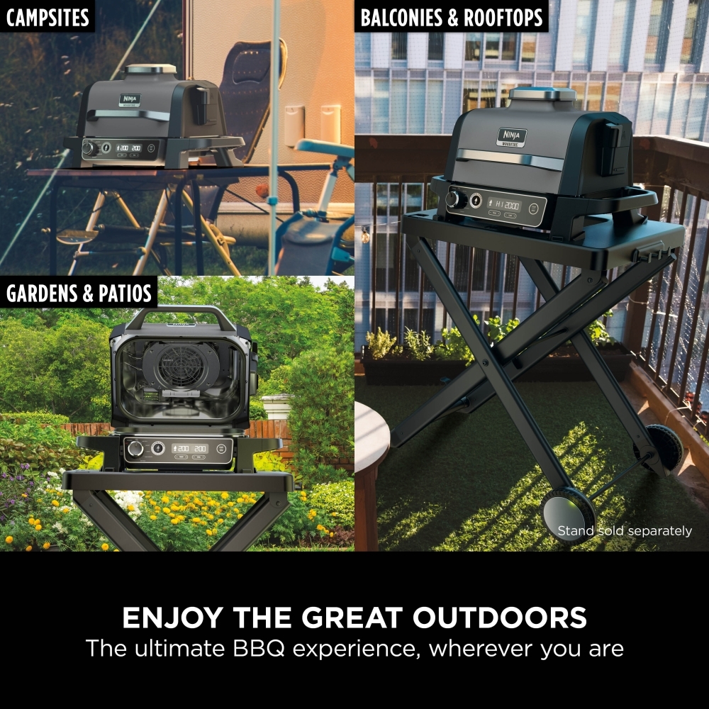 Ninja OG703UK Electric BBQ Grill & Smoker, Grey