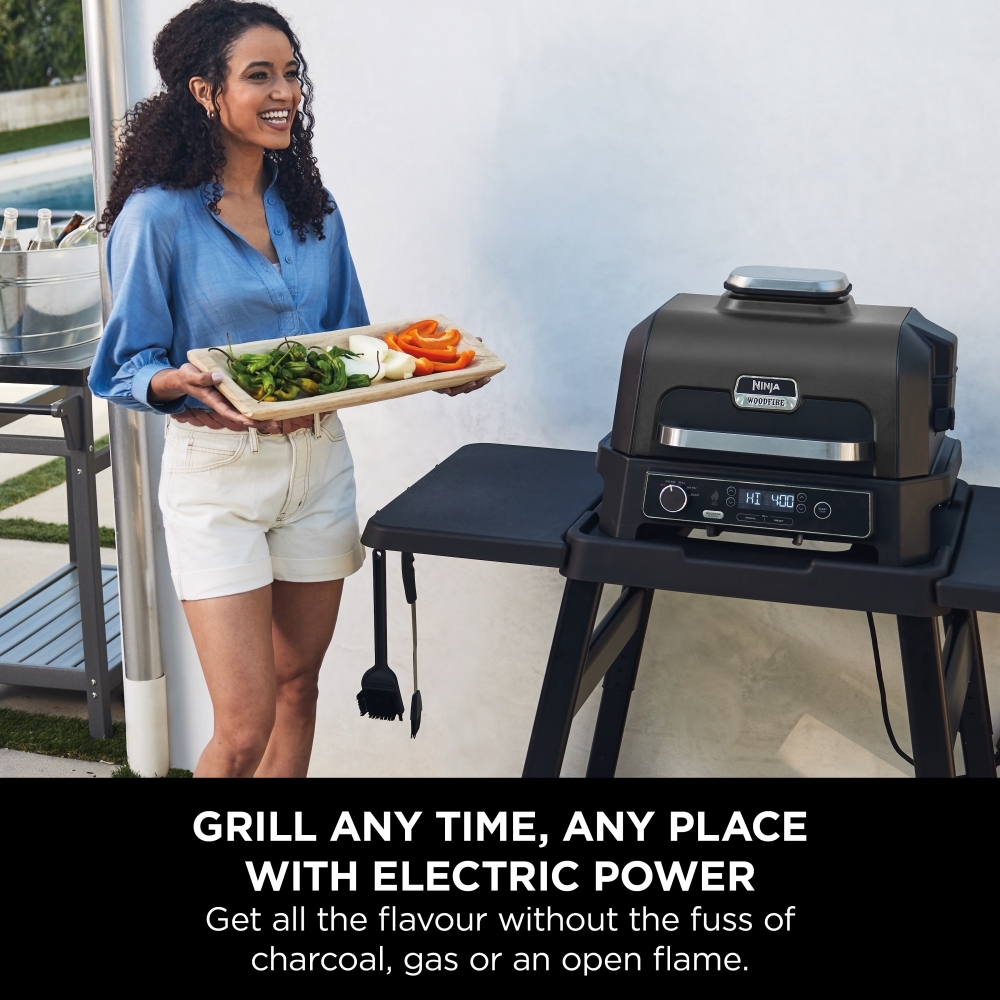 Ninja OG850UK Woodfire Pro XL Electric BBQ Grill & Smoker, Black